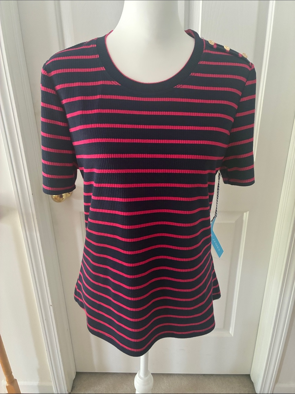 09:08 Draper James Crew Neck  Striped Top